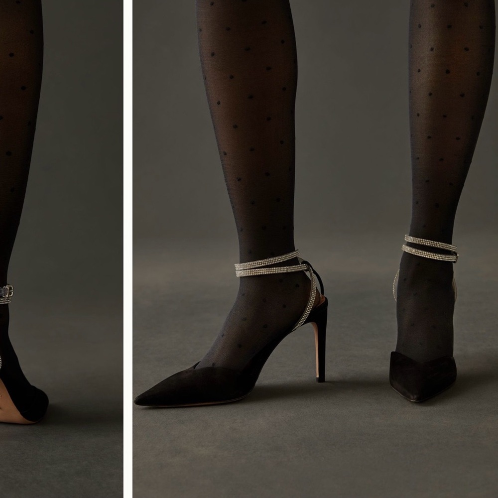 Elegant Black Heels with Rhinestone Ankle Strap